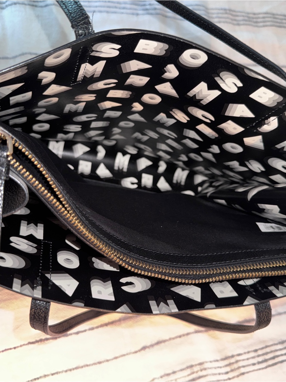 Marc Jacobs Black Pebbled Leather Tote with Top Handles - Picture 3 of 3